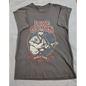Luke Combs 2023 World Tour T-Shirt Size Large  Gray Guitar‎ Country